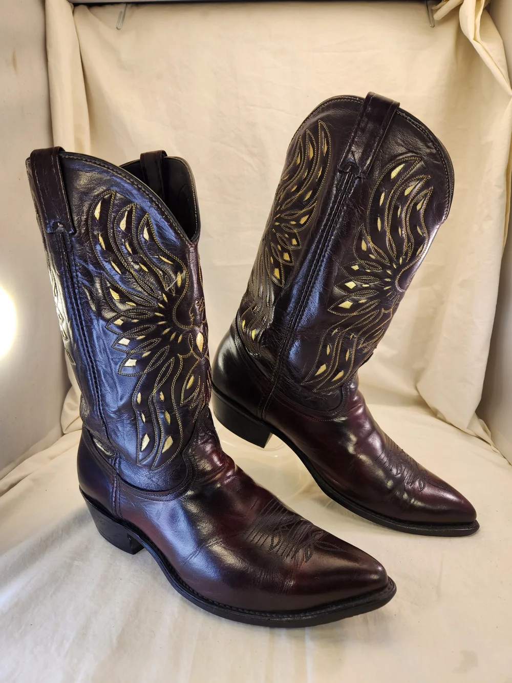 Acme VTG 1980’s Thunderbird EAGLE Inlay BLACK CHERRY Rockabilly Boots Men’s 13 D